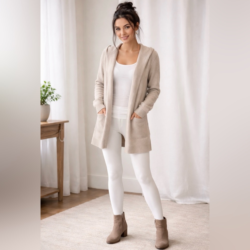Cozy Luxe Hooded Cardigan – Soft Neutral Essential 🤍